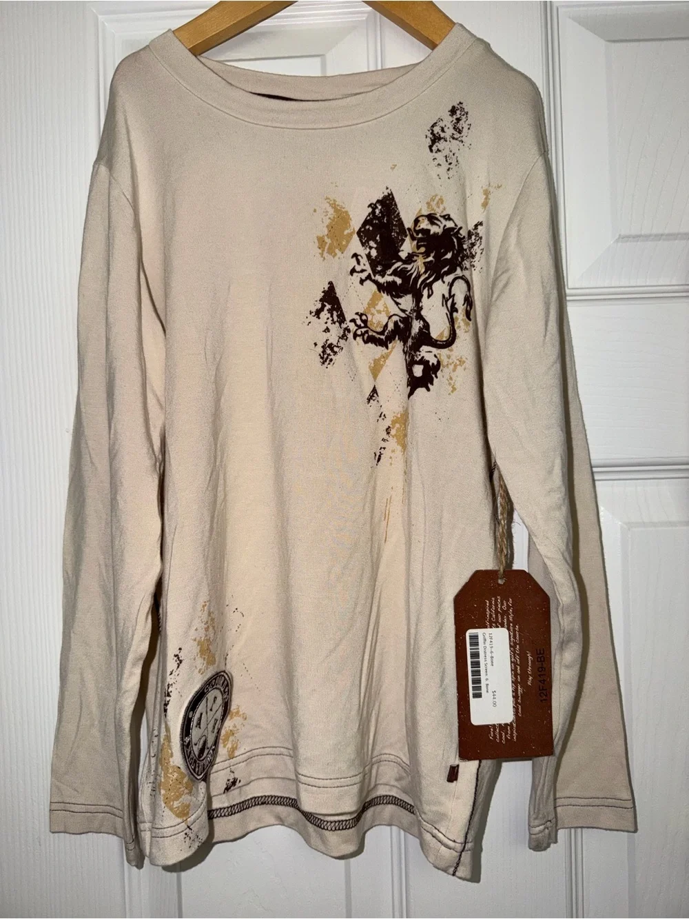 NWT Axel & Hudson Boys Lion Crest Long Sleeve Tee | Cream